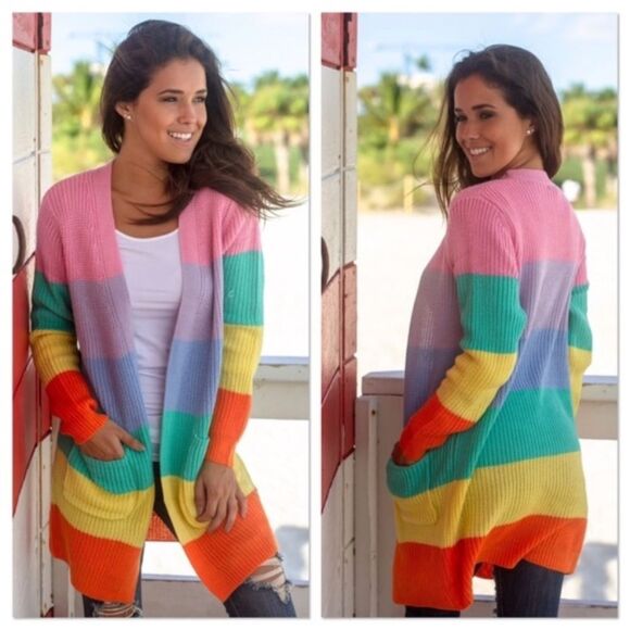 ✨ Main Strip Rainbow Caridgan Sweater ✨ - Picture 1 of 13